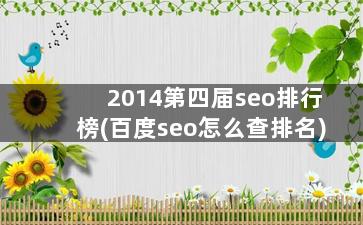2014第四届seo排行榜(百度seo怎么查排名)