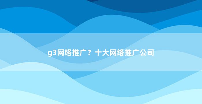 g3网络推广？十大网络推广公司