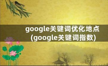 google关键词优化地点(google关键词指数)