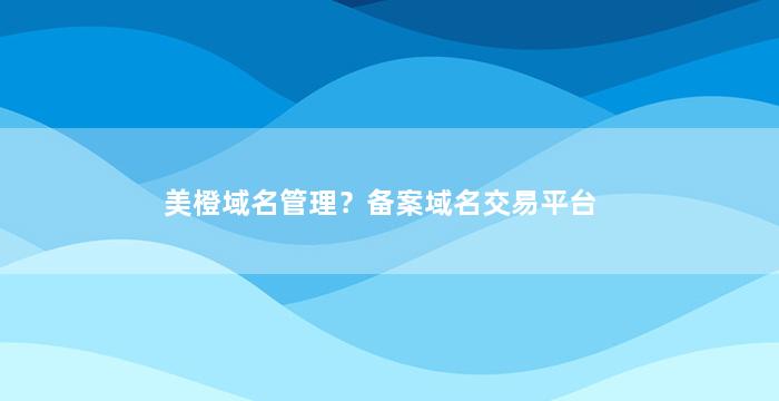 美橙域名管理？备案域名交易平台