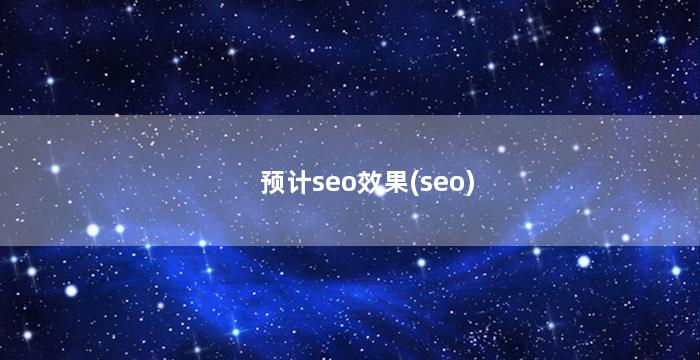 预计seo效果(seo)