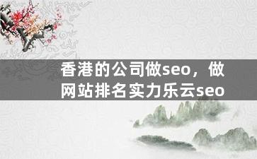 香港的公司做seo，做网站排名实力乐云seo