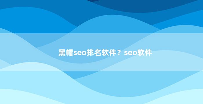 黑帽seo排名软件？seo软件